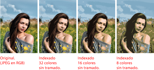 Una imagen con tres niveles de color indexado.
