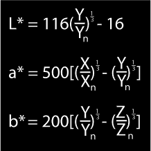 Fórmulas para obtener los valores Lab.