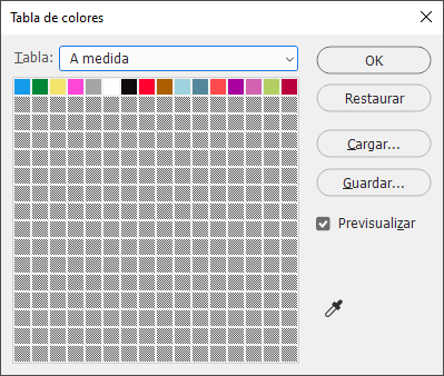 La paleta de color de una imagen con el color indexado.