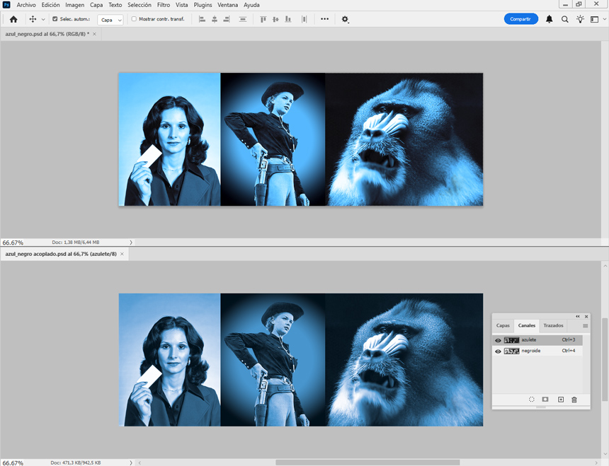 Las dos imágenes: original y convertida.